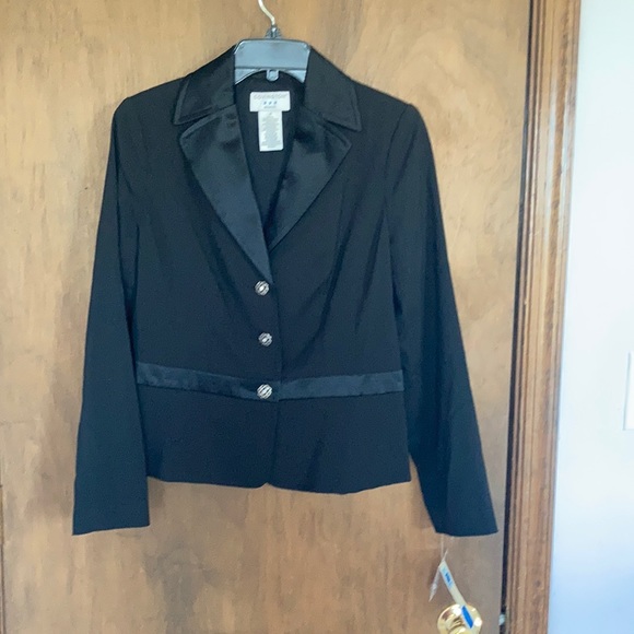 Vintage Jackets & Blazers - Vintage nwt office or night out neutral jacket w satin like details